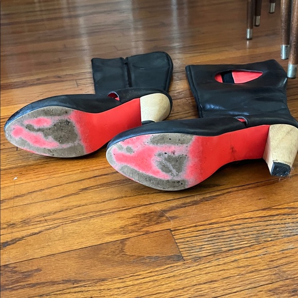 Matiko Cut Out Opening Black Leather knee high Tall Boots size 9.5 - Picture 8 of 10